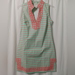 Sail to Sable aqua and pink striped dress Size M
